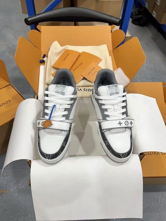 Louis Vuitton Trainer 'Velcro Strap - Grey Monogram Denim’
