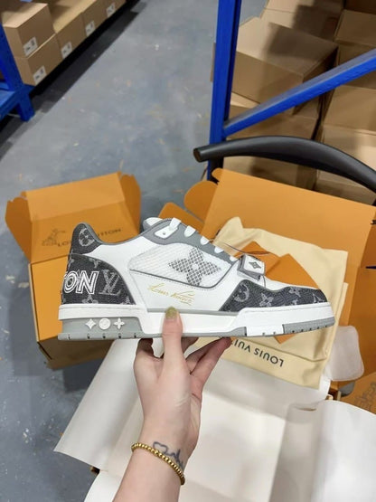 Louis Vuitton Trainer 'Velcro Strap - Grey Monogram Denim’
