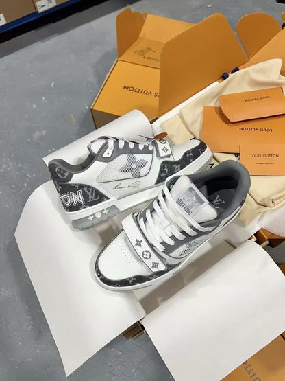 Louis Vuitton Trainer 'Velcro Strap - Grey Monogram Denim’