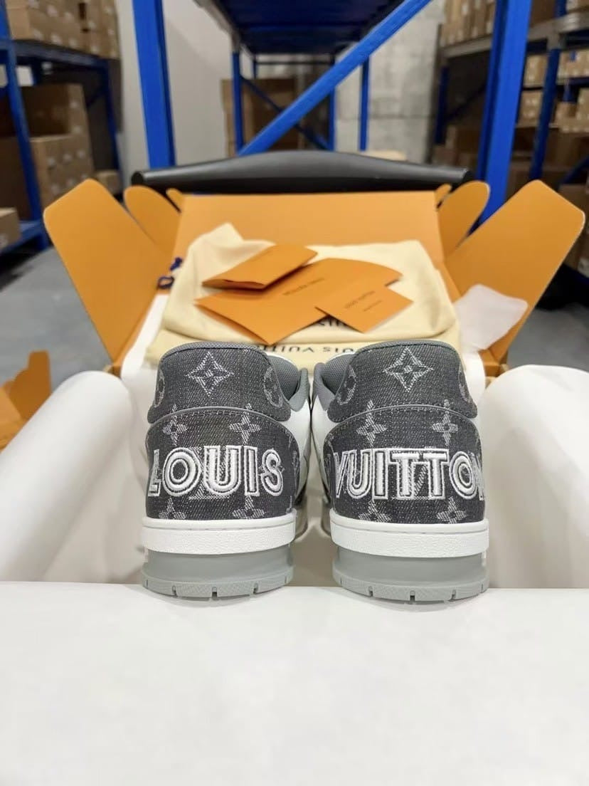 Louis Vuitton Trainer 'Velcro Strap - Grey Monogram Denim’