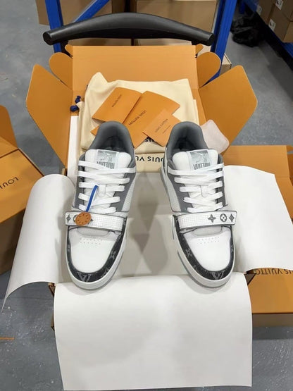 Louis Vuitton Trainer 'Velcro Strap - Grey Monogram Denim’